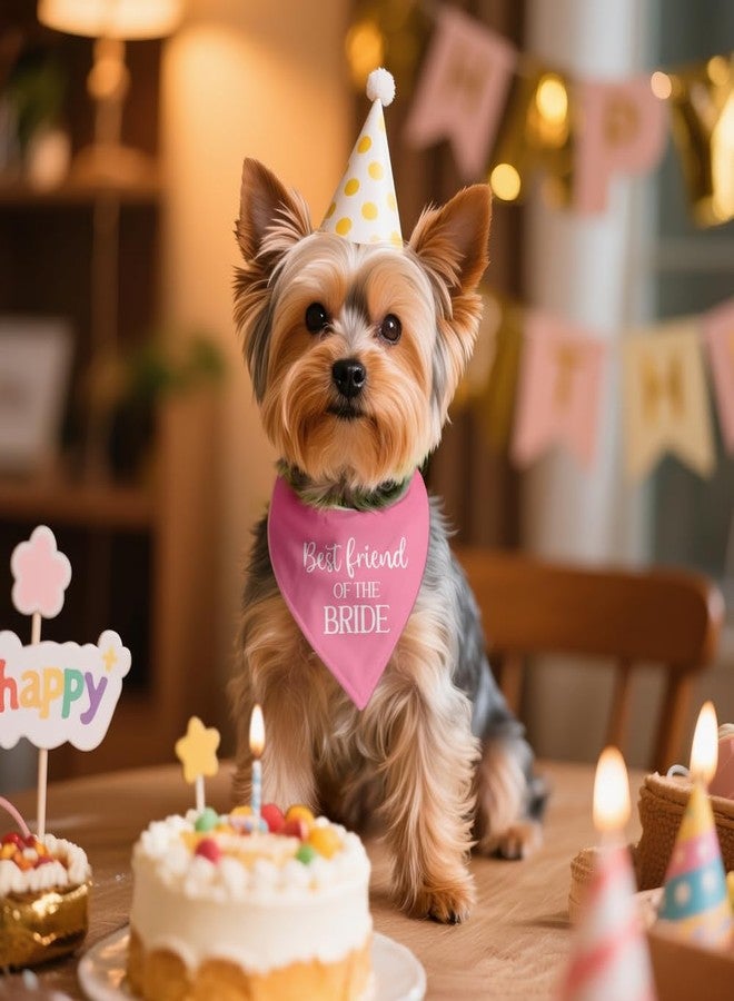 ZBBFSCSB Best Friend of The Bride Pink Dog Bandana, Cute Wedding-Exclusive Adjustable Scarf Decoration, Funny Photo Prop Accessories for Wedding Ceremony, Engagement Gifts for Pet Owner Puppy Lover - Image 4